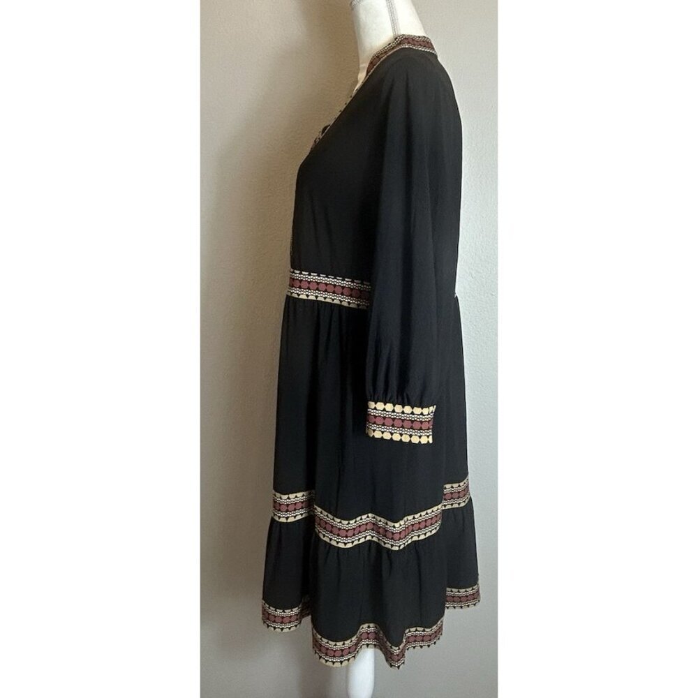 Robbie Bee Knee Length A Line Dress Smocked Striped Jersey Dress Size Large - Picture 6 of 14